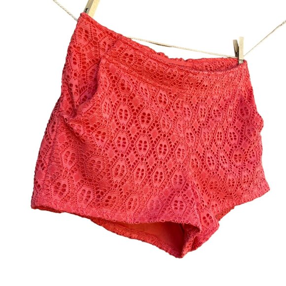Rewind Coral Lace Shorts With Pockets Crochet Shorts Size M - Picture 3 of 8